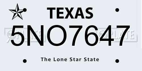 5NO7647 Texas License Plate