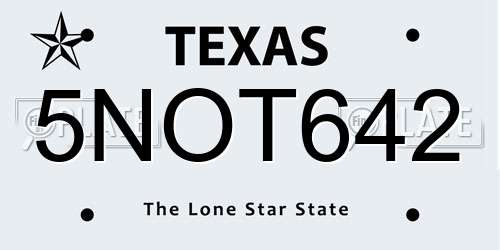 5NOT642 Texas License Plate