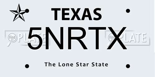5NRTX Texas License Plate