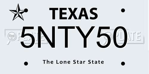 5NTY50 Texas License Plate