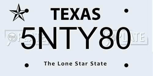 5NTY80 Texas License Plate