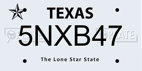 5NXB47 Texas License Plate