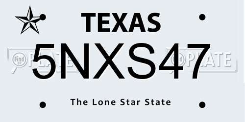 5NXS47 Texas License Plate