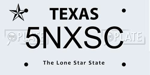 5NXSC Texas License Plate