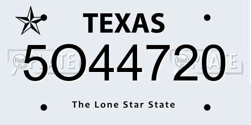 5O44720 Texas License Plate