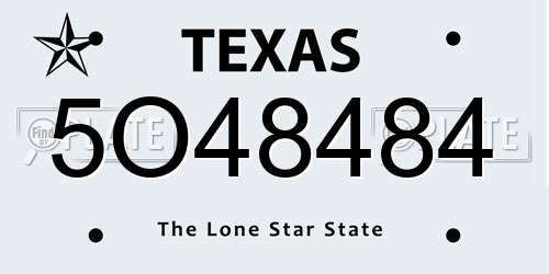 5O48484 Texas License Plate
