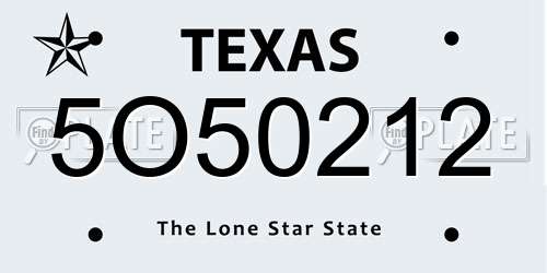5O50212 Texas License Plate