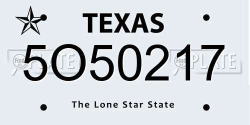 5O50217 Texas License Plate