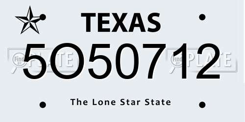 5O50712 Texas License Plate