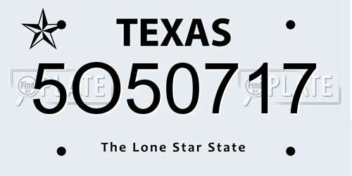 5O50717 Texas License Plate