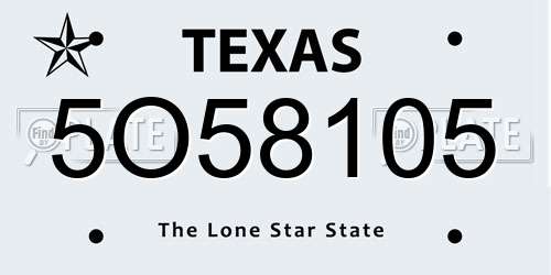 5O58105 Texas License Plate