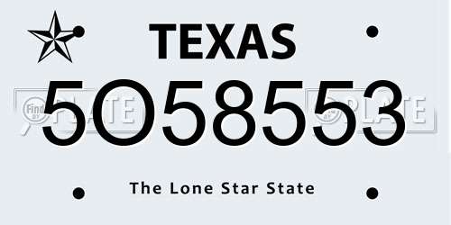 5O58553 Texas License Plate