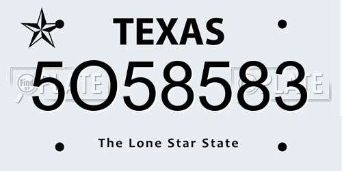 5O58583 Texas License Plate