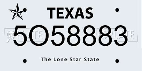 5O58883 Texas License Plate