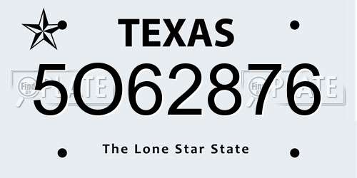 5O62876 Texas License Plate