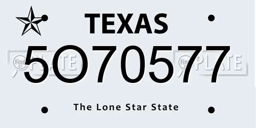 5O70577 Texas License Plate