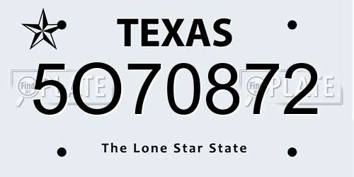 5O70872 Texas License Plate