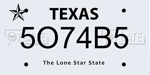 5O74B5 Texas License Plate