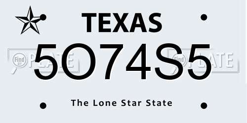 5O74S5 Texas License Plate