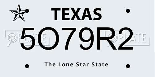 5O79R2 Texas License Plate