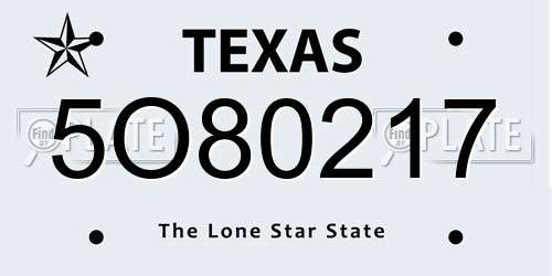 5O80217 Texas License Plate