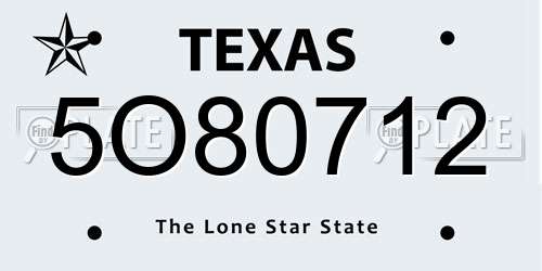 5O80712 Texas License Plate