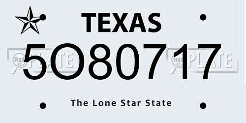 5O80717 Texas License Plate