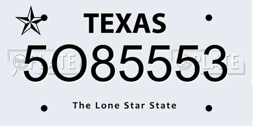 5O85553 Texas License Plate