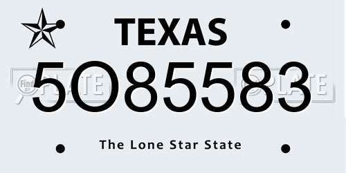 5O85583 Texas License Plate