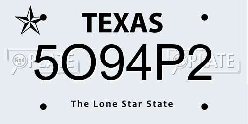 5O94P2 Texas License Plate