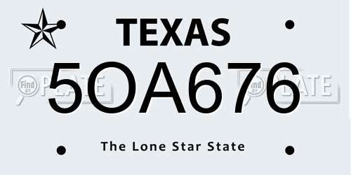 5OA676 Texas License Plate