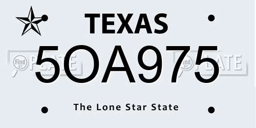 5OA975 Texas License Plate