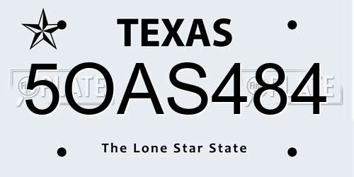 5OAS484 Texas License Plate
