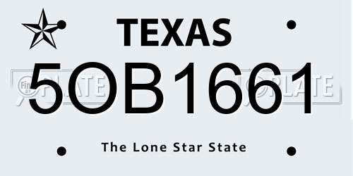 5OB1661 Texas License Plate