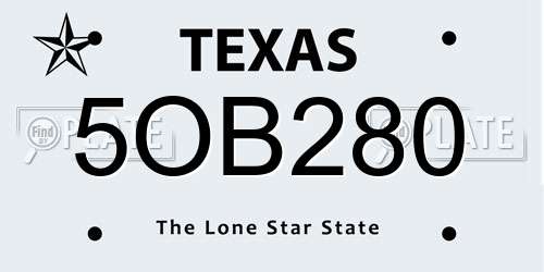 5OB280 Texas License Plate