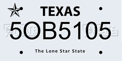 5OB5105 Texas License Plate