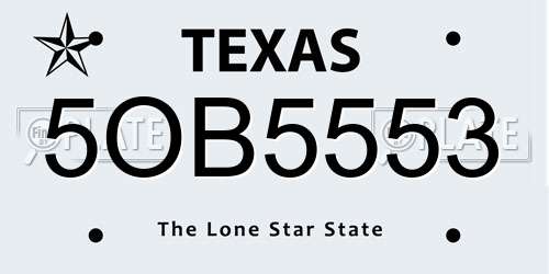 5OB5553 Texas License Plate