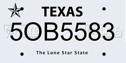 5OB5583 Texas License Plate