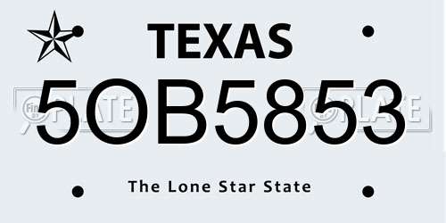 5OB5853 Texas License Plate