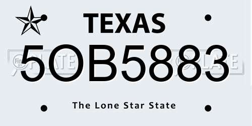 5OB5883 Texas License Plate