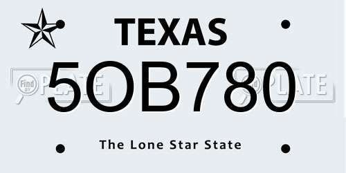 5OB780 Texas License Plate