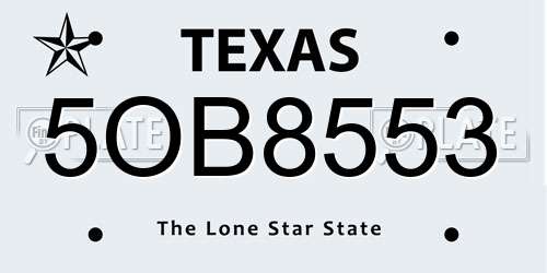 5OB8553 Texas License Plate