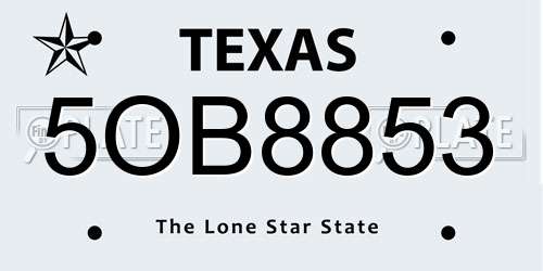 5OB8853 Texas License Plate