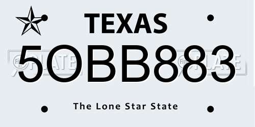 5OBB883 Texas License Plate