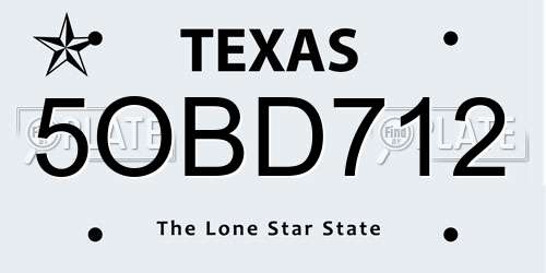 5OBD712 Texas License Plate