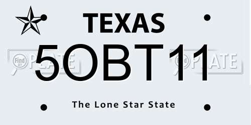 5OBT11 Texas License Plate