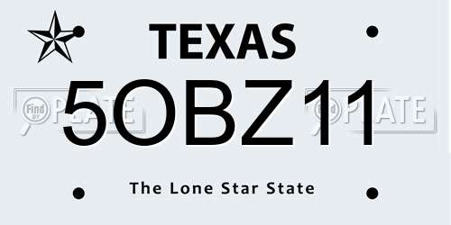 5OBZ11 Texas License Plate