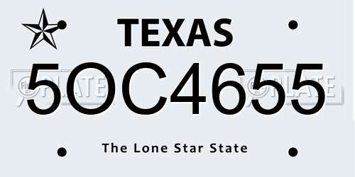 5OC4655 Texas License Plate