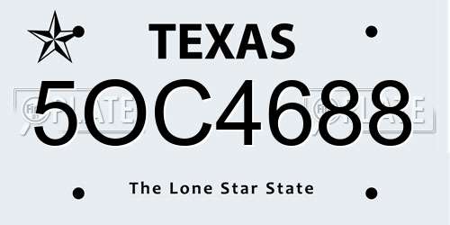 5OC4688 Texas License Plate