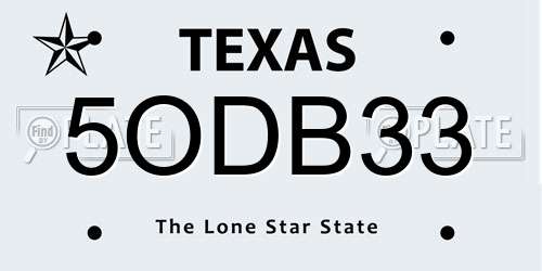 5ODB33 Texas License Plate